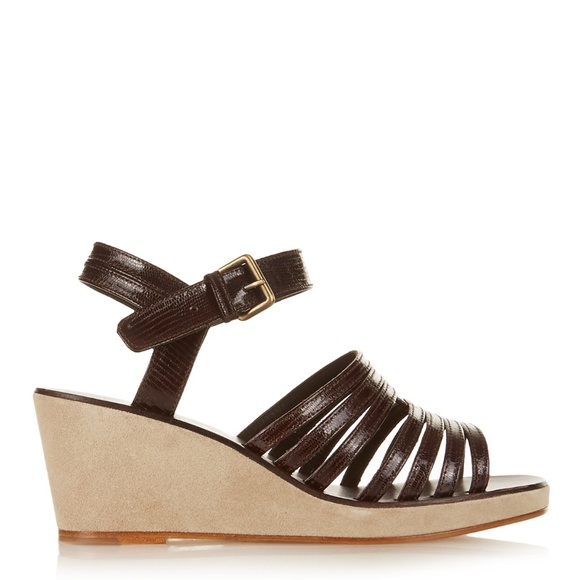 A.P.C. Shoes - A.P.C. Rania Wedge Croc Suede Wedge Caged Platform